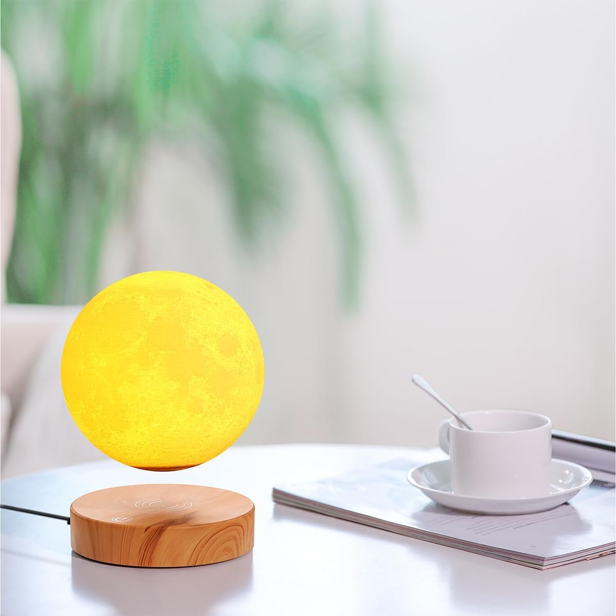 Levitating Moon Lamp,Floating and Spinning in Air Freely with 3D Printing LED Moon Lamp Has 20 Modes for Unique Gifts,Room Decor,Night Light,Office Desk Toys (Wooden Base 16 Colors) - Image 4