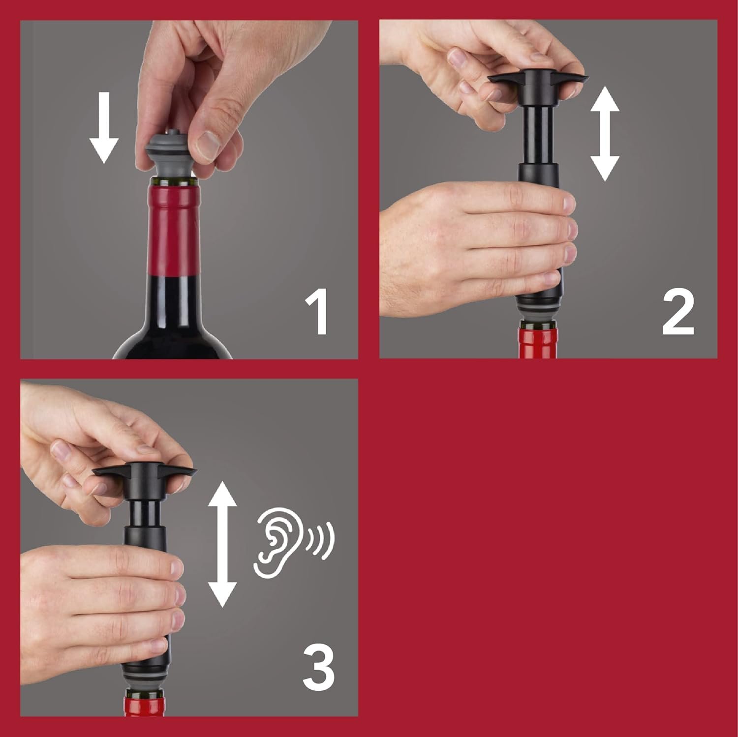 Vacu Vin Original Wine Saver with 4 Vacuum Bottle Stoppers – Wine Preserver Pump for Red or White Wine – Manual Air Remover System – Airtight Seal – Keep Wine Fresh Longer – Blue - Image 5