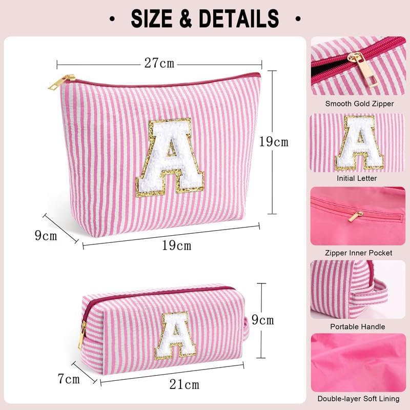 Initial Makeup Bag - Cosmetic Bag Pink Make Up Bags Travel Toiletry Organizer Monogram Cute Makeup Bag for Girls Birthday Gifts for Women Teen Girl Personalized Gift(Purple E) - Image 3