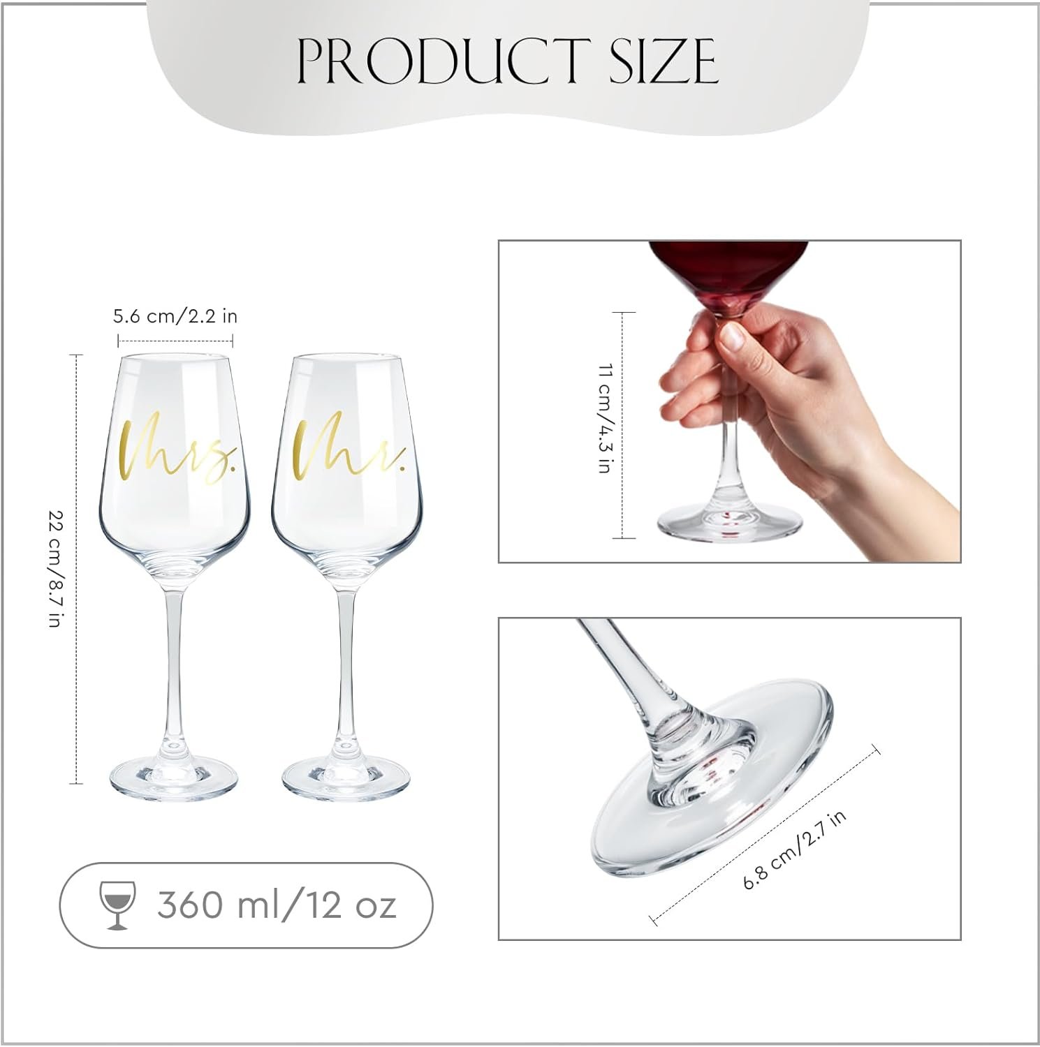 AW BRIDAL Mr and Mrs Wine Glasses Set of 2 for Engagement Bridal Shower, Wedding Gifts for Newlywed Couples 2026, Personalized Anniversary Wine Glass Gift Basket for Bride Groom and Fiance Fiancee - Image 5