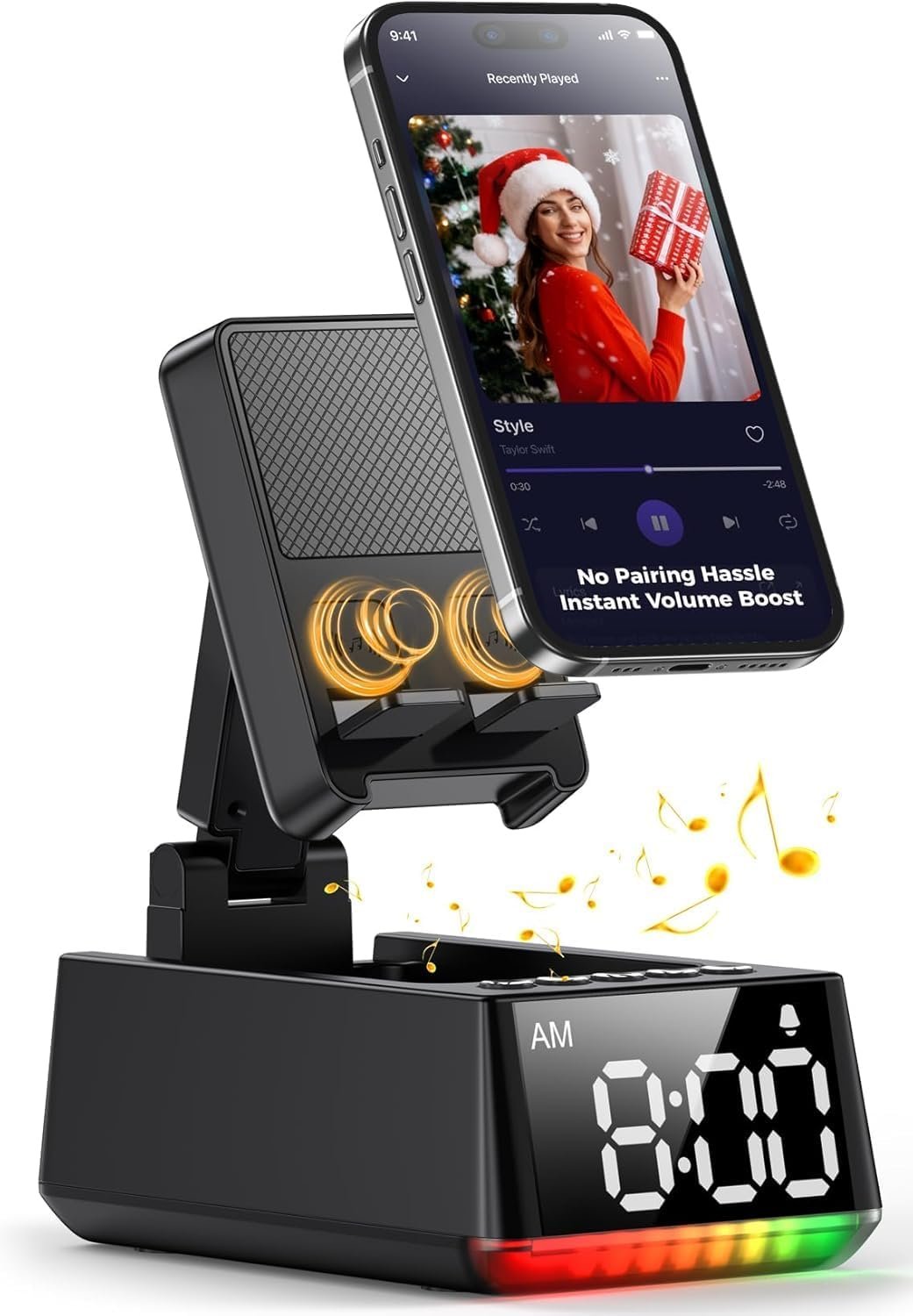 Bluetooth Speaker Birthday Gift for Men : Wireless Induction Speaker with Phone Stand, HD Sound Gift for Dad Adult Teens, Anti-Slip Phone Holder Kitchen Gadget Women Mom Wife, Dad Husband Boyfriend