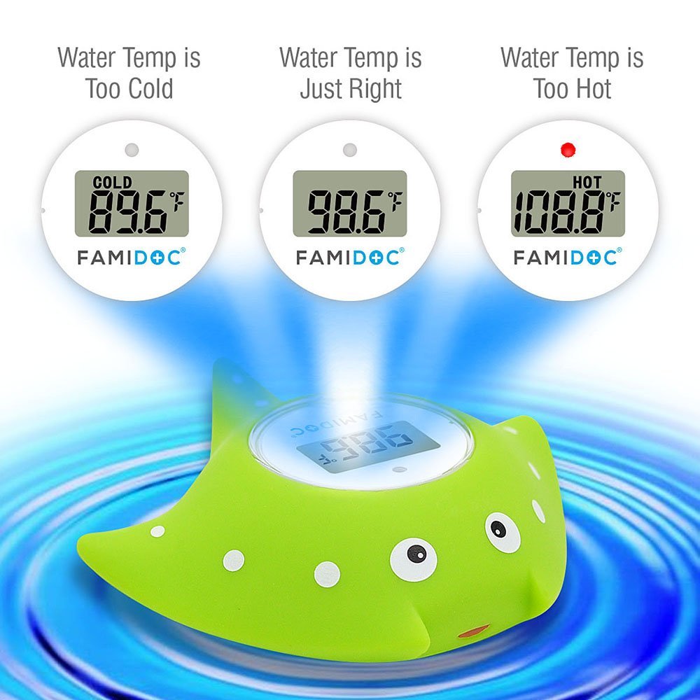 Baby Bath Thermometer with Room Thermometer - Famidoc FDTH-V0-22 New Upgraded Sensor Technology for Baby Health Bath Tub Water Temperature Floating Toy (Green) - Image 3