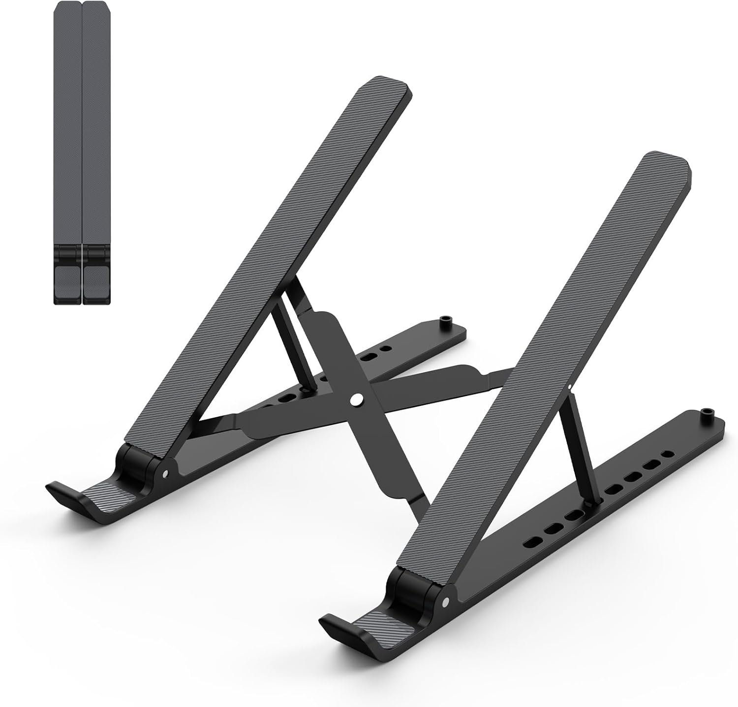 Laptop Stand for Desk, Adjustable Laptop Riser ABS+Silicone Foldable Portable Laptop Holder, Ventilated Cooling Pad Notebook Stand for 10-15.6” Laptops,Tablet-Black