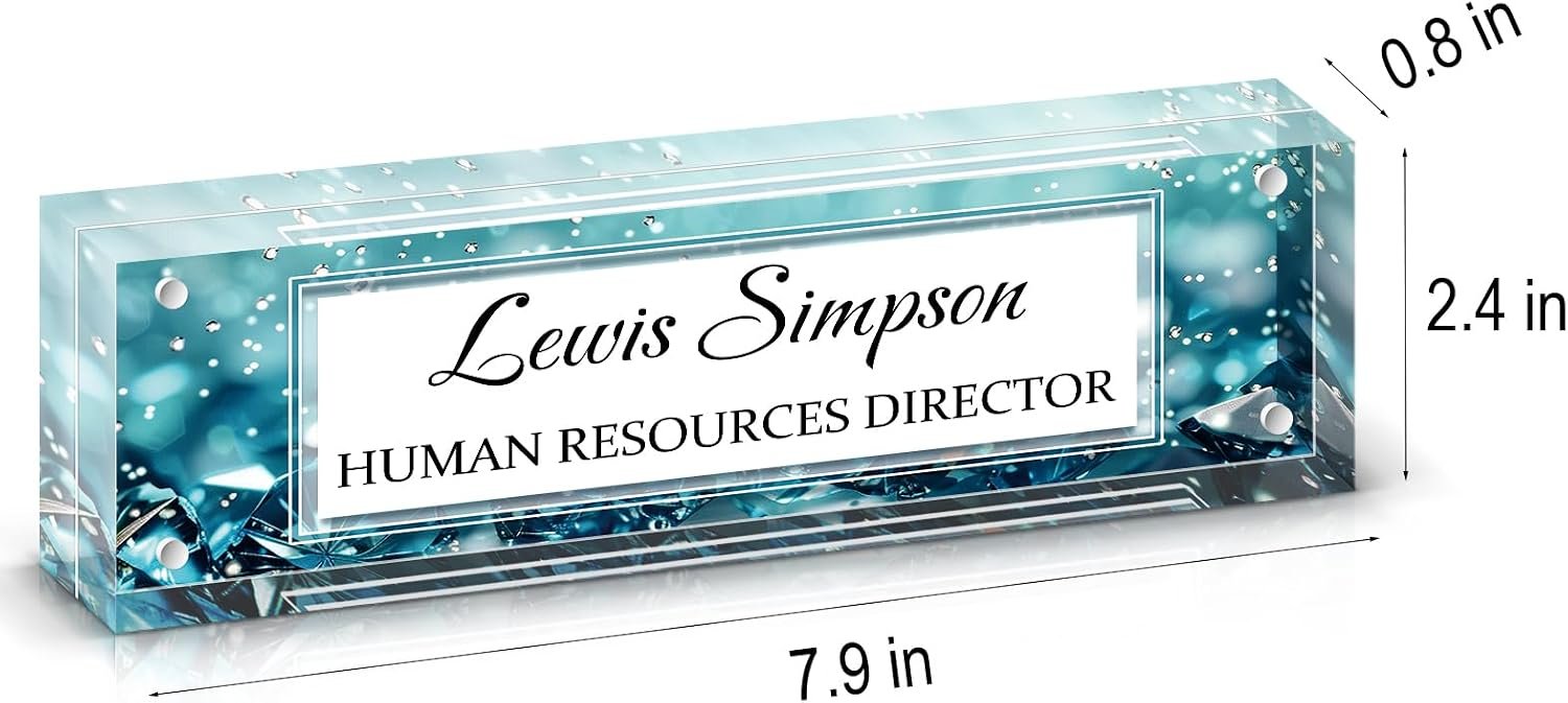 Custom Name Plate for Desk, Office Desk Double sided pattern Name Plate Personalized Office Desk Decor for Women and Men, Teacher Nurse Boss Employee Appreciation Gifts (green gemstone, UV pattern) - Image 7
