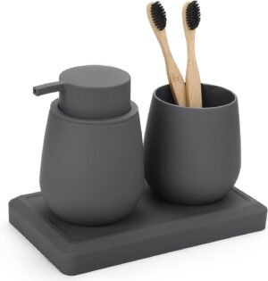 Gray Bathroom Accessories Set, Mode...