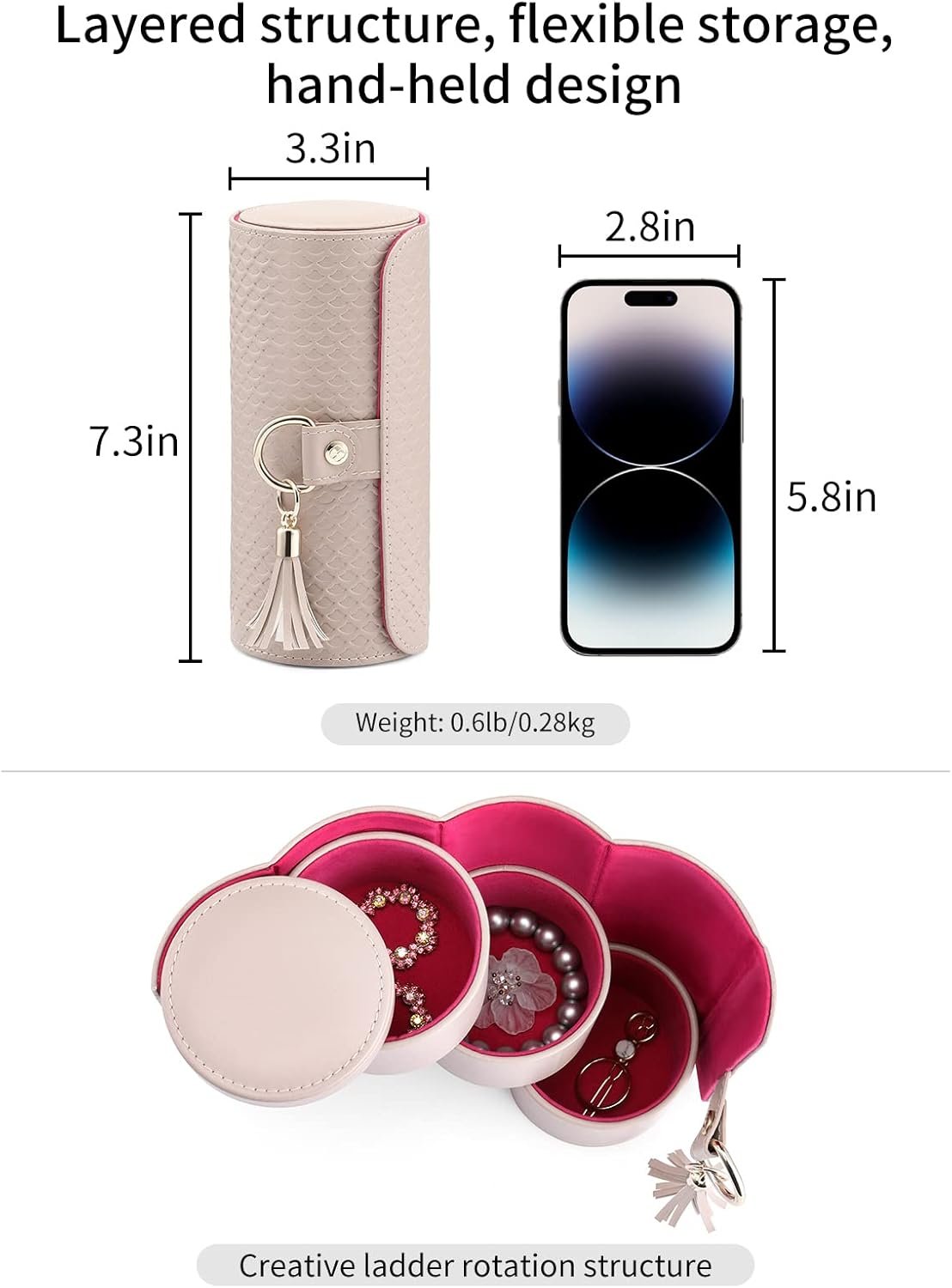 Vlando Viaggio Small Travel Jewelry Case Organizer,Travel Essential Accessories for Women, Birthday Gifts for Women,Great Gift ideas for Travelers,Moms,Friends,Grey - Image 3