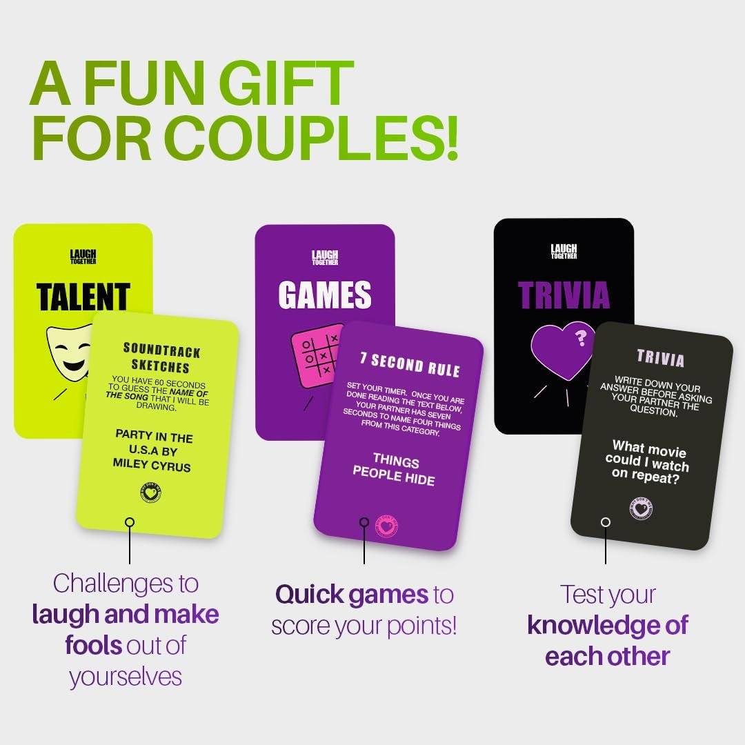 Why Don't We Laugh Together - Couples Card Game for Adults | 200 Cards Challenges, Trivia & Date Night Activity | Couple Games for Adults | Valentine's Day Gift for Him & Her - Image 5