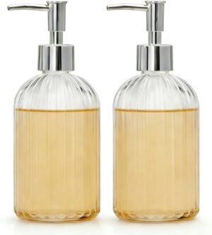 2Packs Glass Soap Dispenser with Pl...