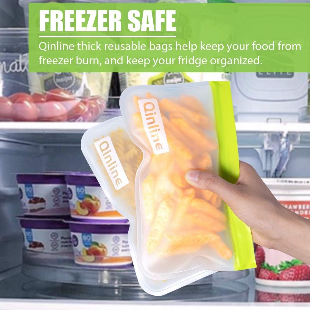Reusable Storage Bags - 10 Pack BPA FREE Freezer Bags(2 Reusable Gallon Bags + 4 Leakproof Reusable Sandwich Bags + 4 THICK Reusable Snack Bags) Ziplock Lunch Bags for Food Marinate Meat Fruit Cereal - Image 5