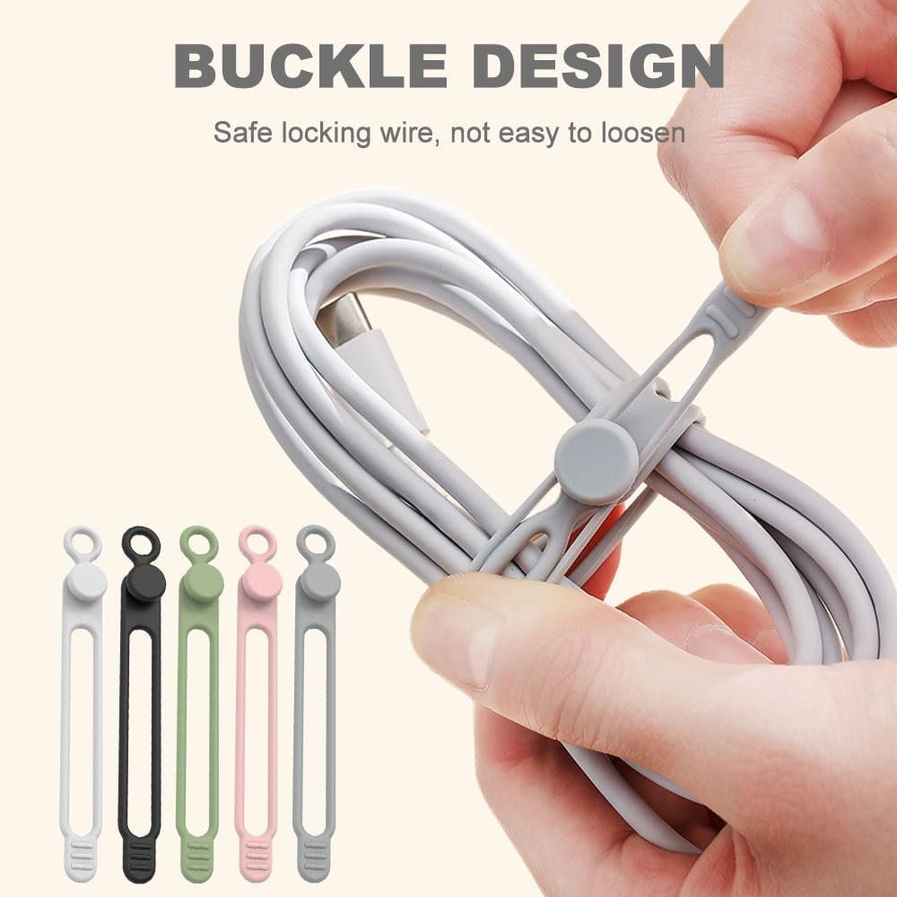Data Cable Organizer, 2025 New Silicone Cable Ties Reusable Cable Management Organizer for Bundling and Fastening Cable Cords Wires (20) - Image 4