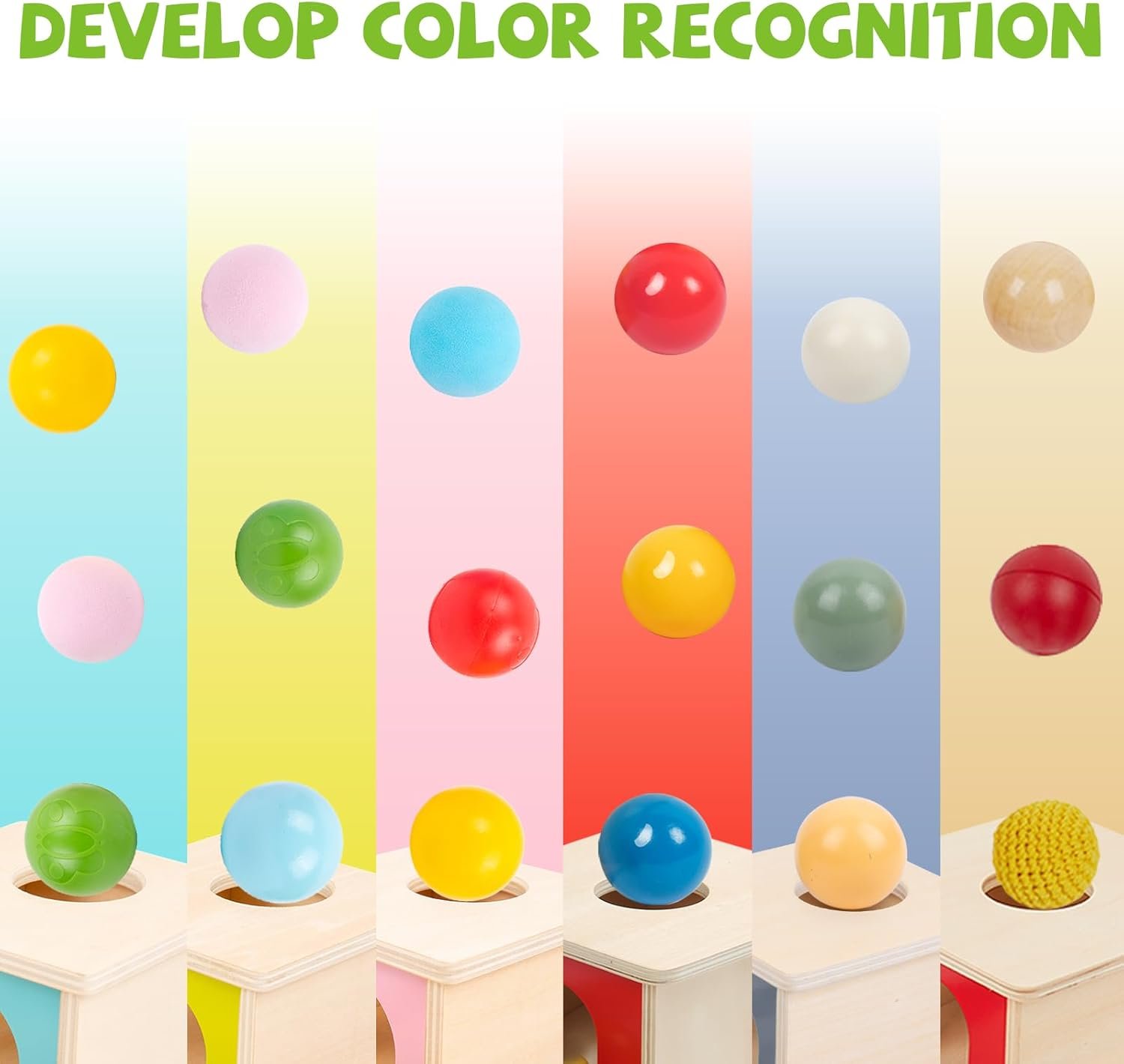 Adena Montessori Wooden Toy for 6-12 Month Baby 3 Balls with Tray, Object Permanence Box Colorful Learning Education Toy for Toddler Kid 1-2 Year Old, Preschool Developmental Girl and Boy Gift - Image 6