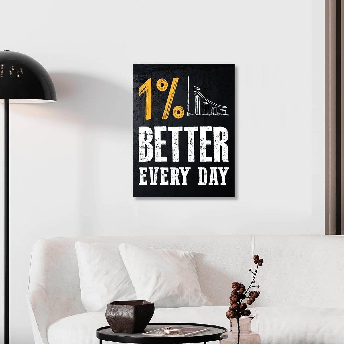 Gwisml Inspirational Canvas Wall Art,1% Better Every Day Motivational Quotes Canvas Frame Painting Prints Posters Artwork For Home Office Wall Decor - Image 5