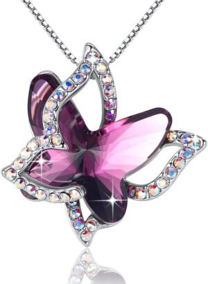 Butterfly Birthstone Crystal Neckla...