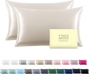 Silk Pillow Cases 2 Pack,Soft Breat...