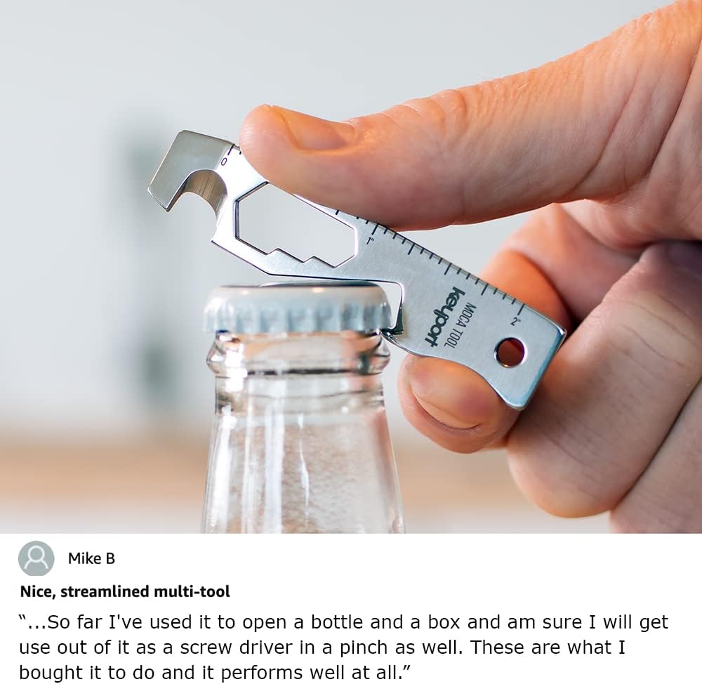 Keyport MOCA 10-in-1 Keychain Multitool (Stainless) | EDC Multi Tool: Pry Bar, Bottle Opener, Screwdriver, Box Opener, Cord Cutter & More | TSA Key Tool | EDC Gear | For Key Organizer & Key Chain - Image 7