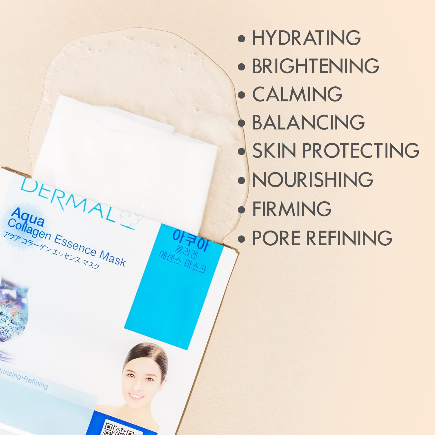 DERMAL Korean Collagen Face Mask 32 Combo Pack A+B Set – Hydrating & Soothing Sheet Mask with Panthenol, Hypoallergenic Calming Moisture Care for All Skin Types - Image 4