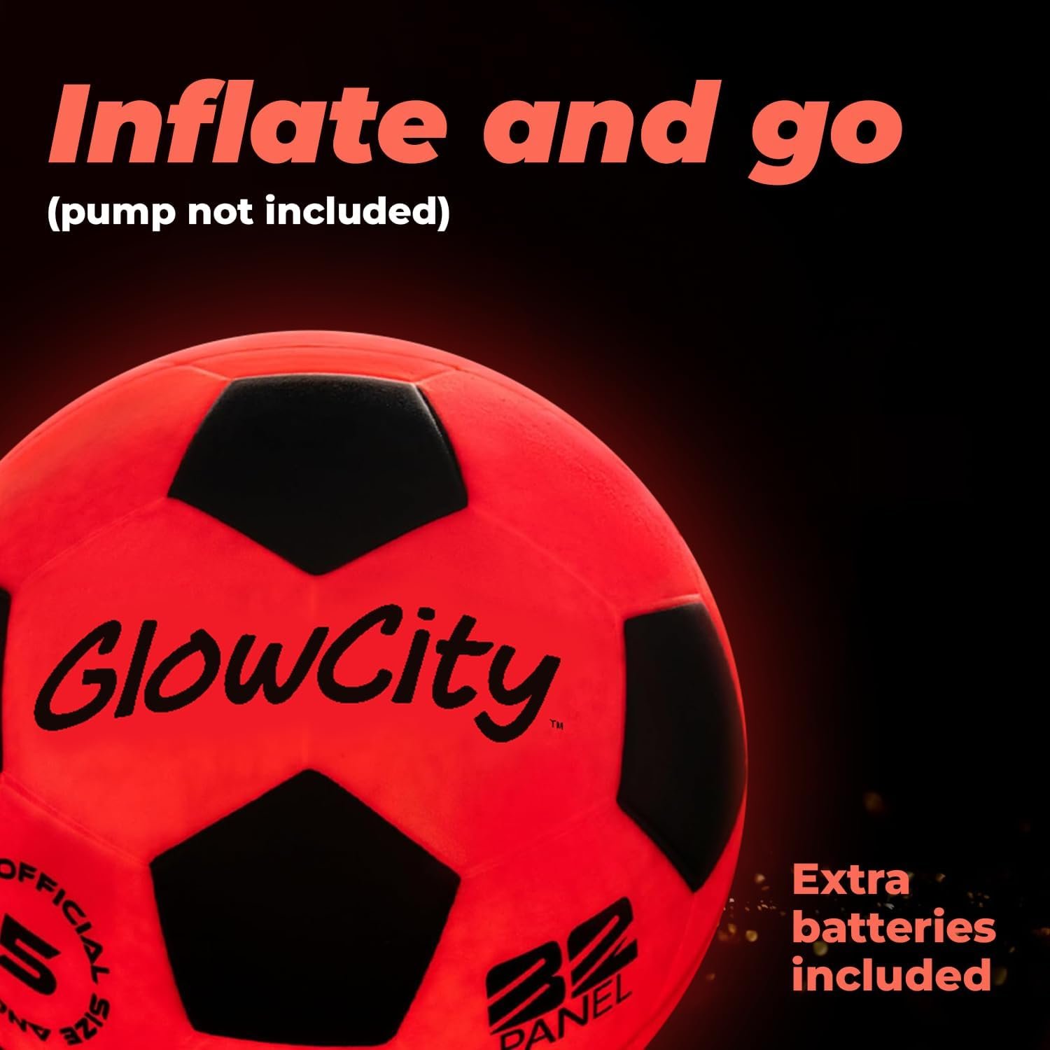GlowCity Glow in The Dark Soccer Ball - Sizes 3, 4, 5 for Kids, Teens & Adults - Light Up Soccer Ball with 2 LED Lights - Sports Birthday Gifts Ideas for Boys & Teenagers Ages 6 7 8 9 10 11 12 13 14 - Image 4