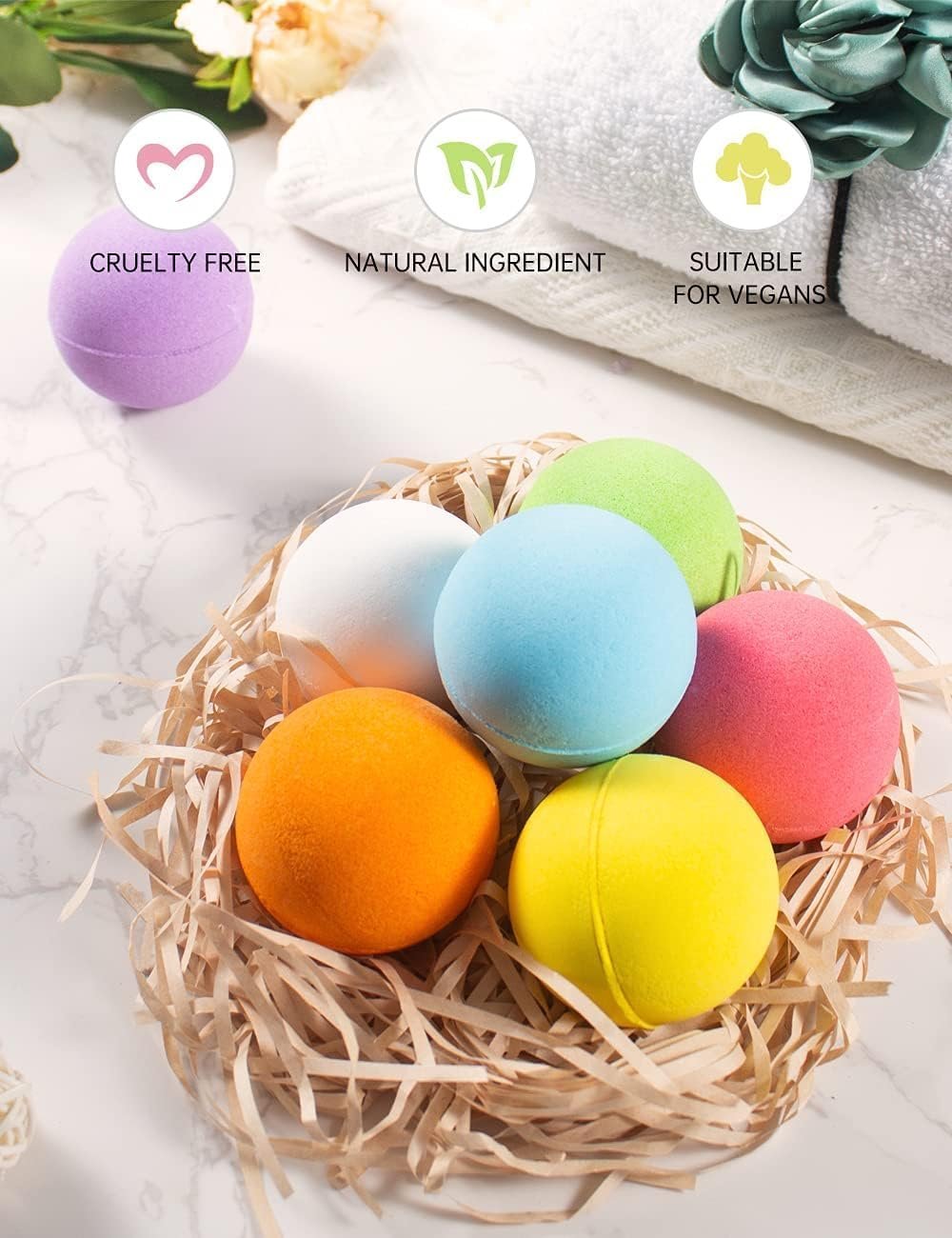 Aofmee Bath Bombs, 7pcs Bubble Bath Bombs for Women, Natural Handmade Fizzies Gift Set, Spa Organic Bathbombs for Kids, Essential Oil Personal Care Bath Gift for Birthday Mothers Day Christmas - Image 5
