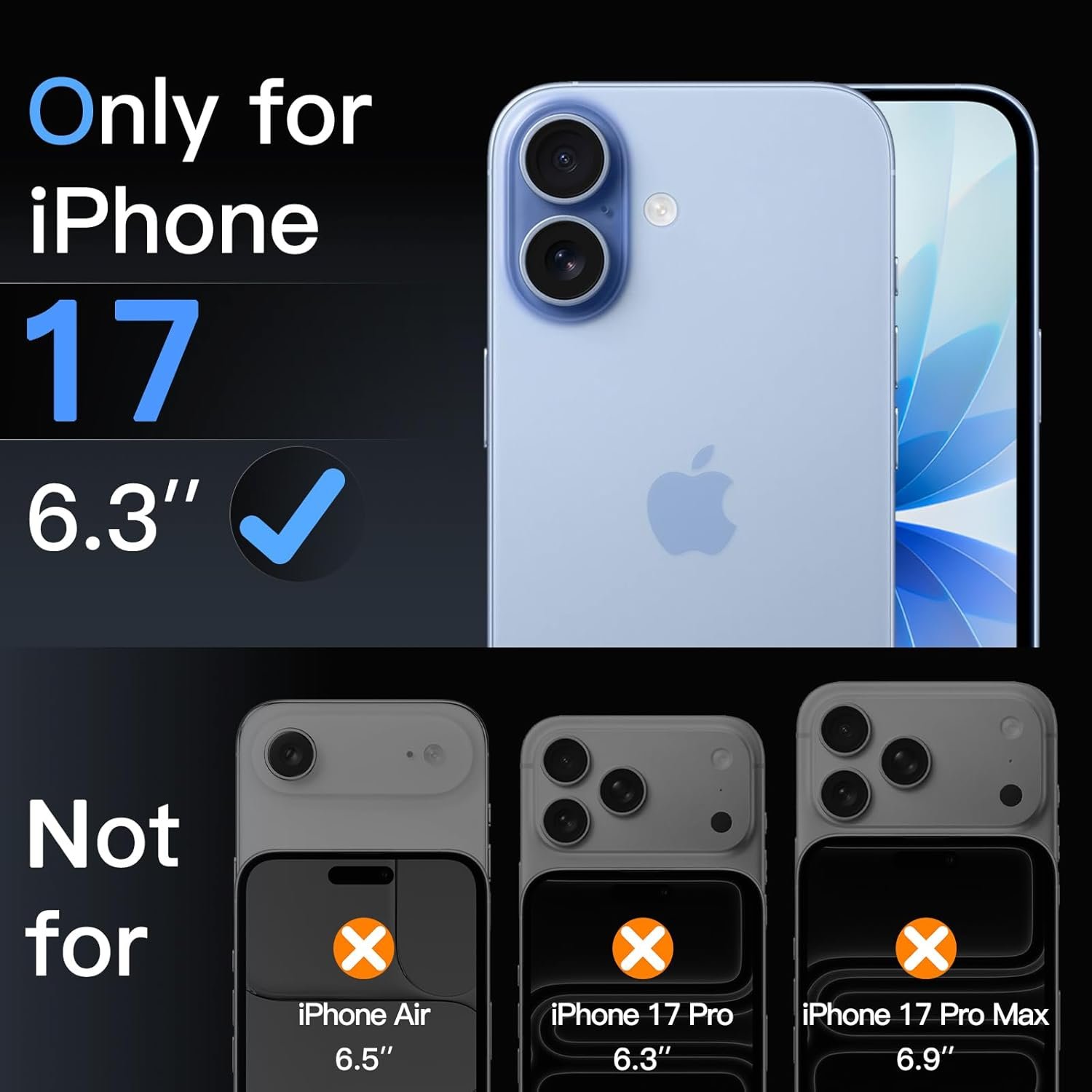 JETech Screen Protector for iPhone 17 6.3-Inch, Tempered Glass Film with Easy Installation Tool, 9H Hardness, Case-Friendly, 3-Pack - Image 2