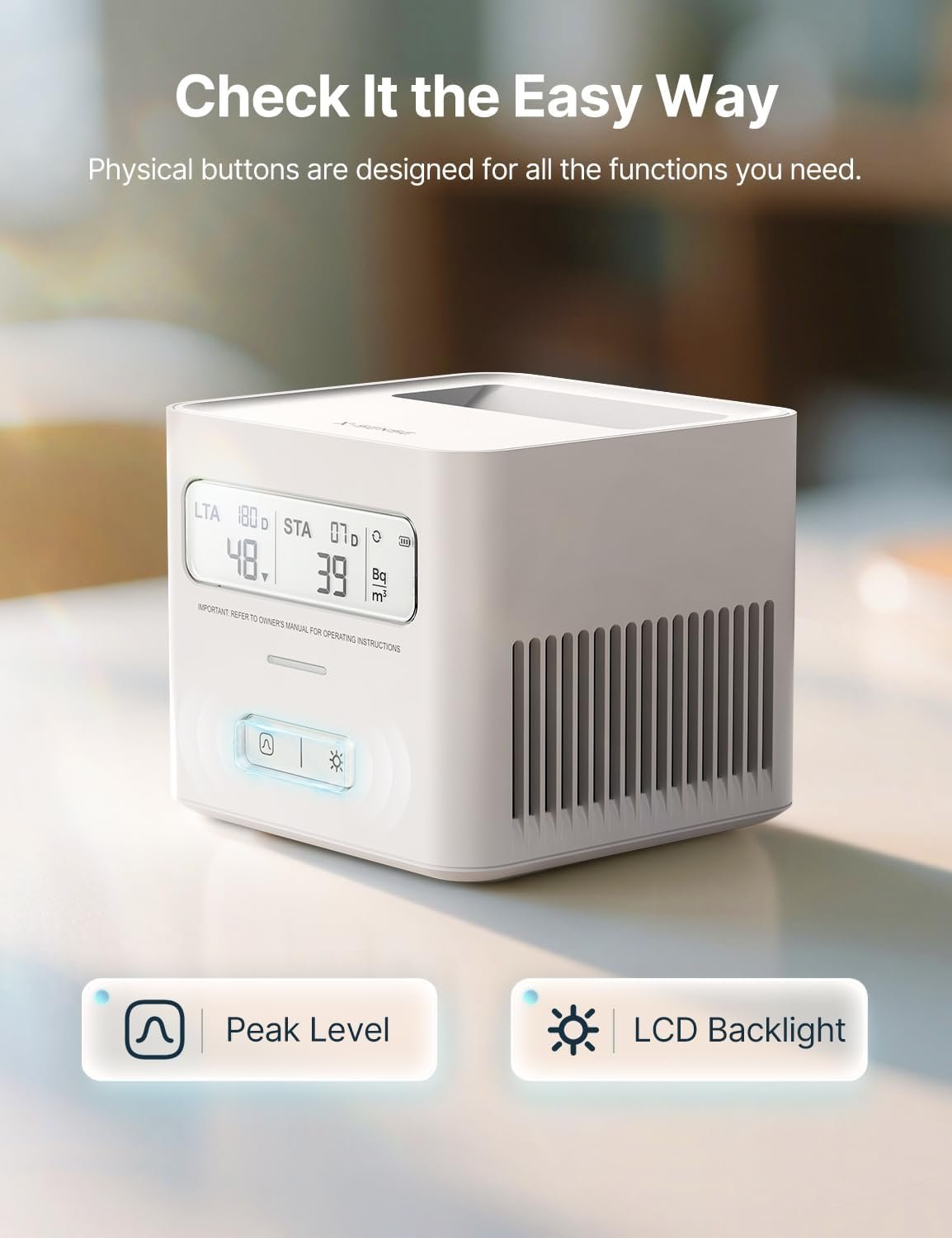 X-Sense Radon Detector for Home, Easy to Use, Zero Lab Fees, No Installation Required, Continuous Monitoring with Clear LCD Screen in pCi/L or Bq/m³, Battery Operated, XR0A-SR - Image 4