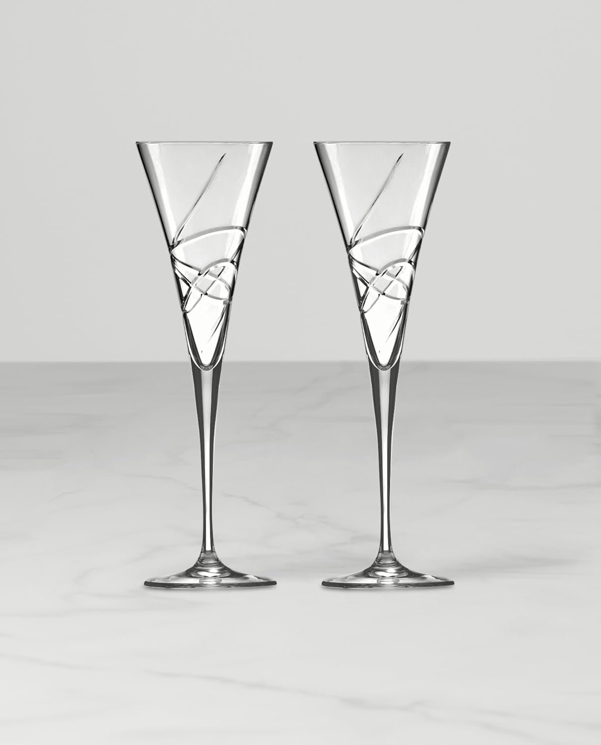 Lenox Champagne Flutes, Adorn Crystal 2-Piece Toasting Flute Set, Set Of 2, Heavy 3 x 10.5-inch, 7-Fl Oz Clear Crystal Glass, Stemware, Hand Wash Only, Wedding Decor, New Years Flute Glasses (2-Piece) - Image 3