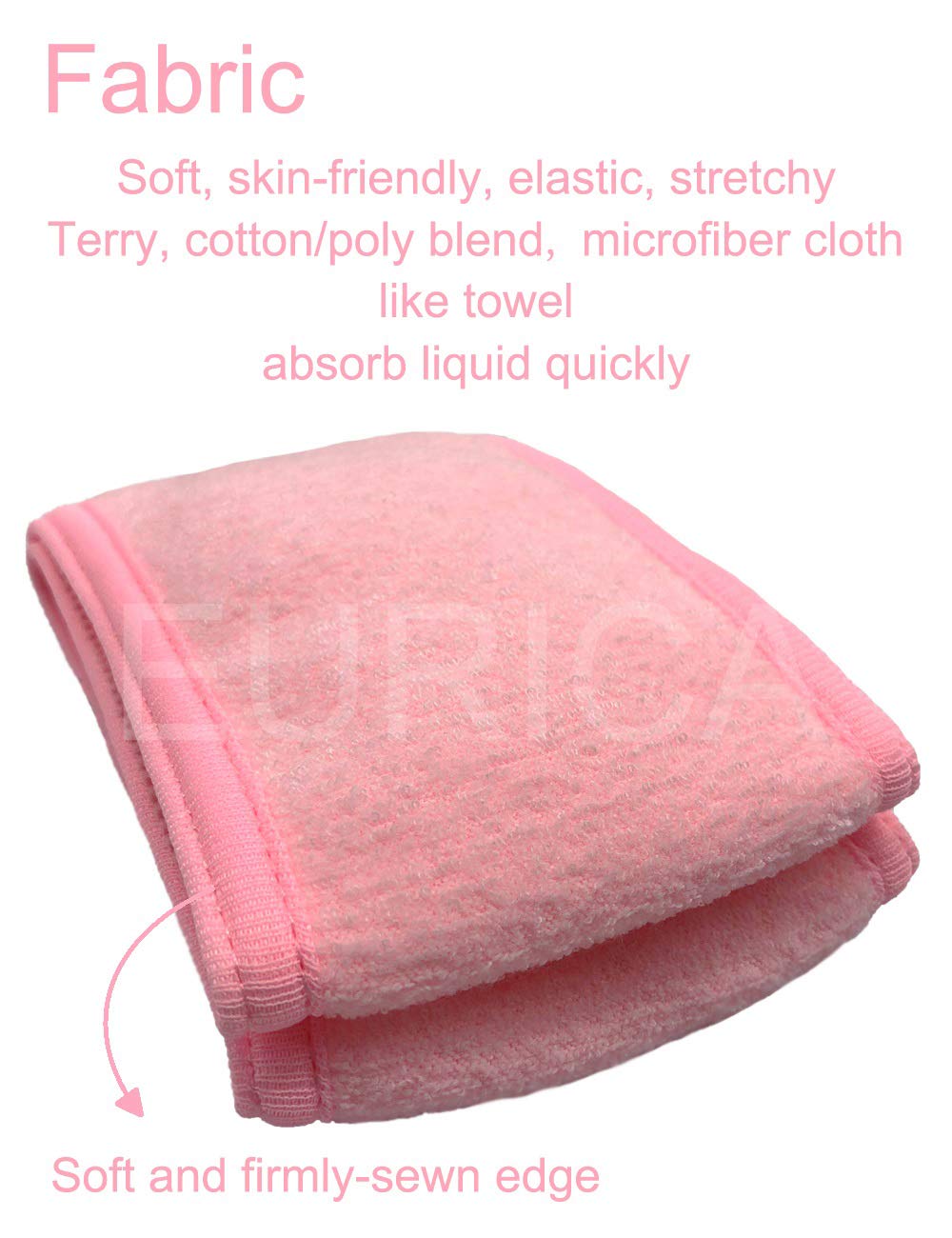 EUICAE Spa Headband Pack of 6 All Pink Sweat Head Towels - Non-slip, Stretchable, Washable Makeup Headbands for Face Wash, Facial Treatment, Sports - Image 2