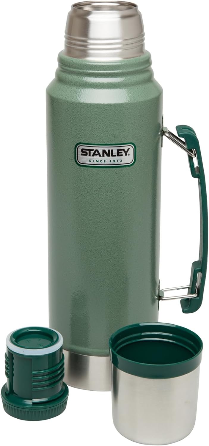 Stanley Heritage Classic Vacuum Bottle with Handle 1.1 qt | Wide Mouth w/Leakproof Cup Lid | Keep Drinks Hot or Cold | Insulated Stainless Steel Thermal Bottle | BPA-Free | Hammertone Green - Image 4