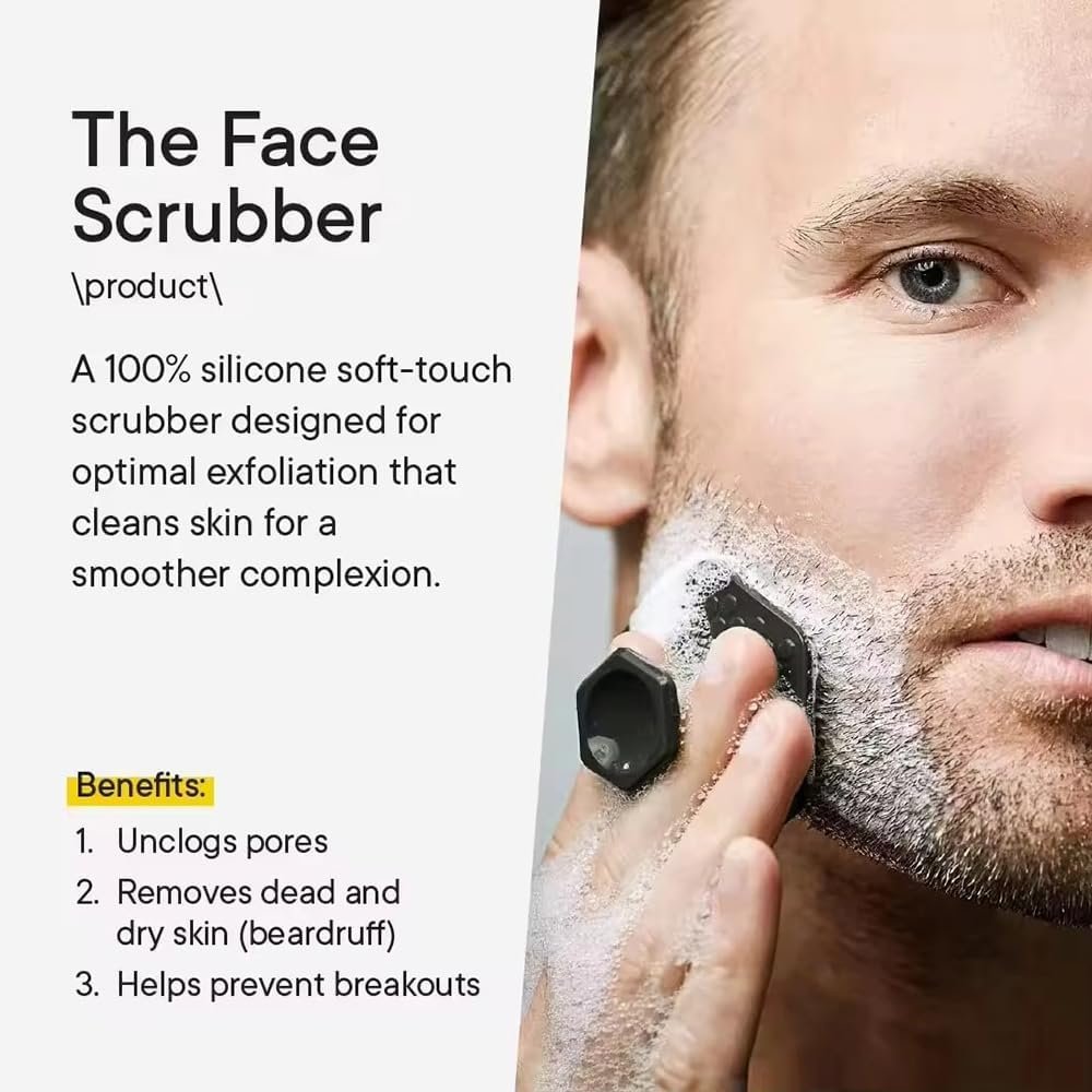 Men's Face Scrubber - Silicone Facial Cleansing Brush, 2Pcs Gentle Exfoliator Pad & Soft-Touch Massager - Removes Dead & Dry Skin - Long Lasting Bathroom & Shower Accessories - Charcoal - Image 7