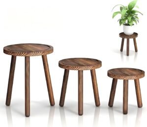 3-Pack Wood Plant Stands Indoor, Si...