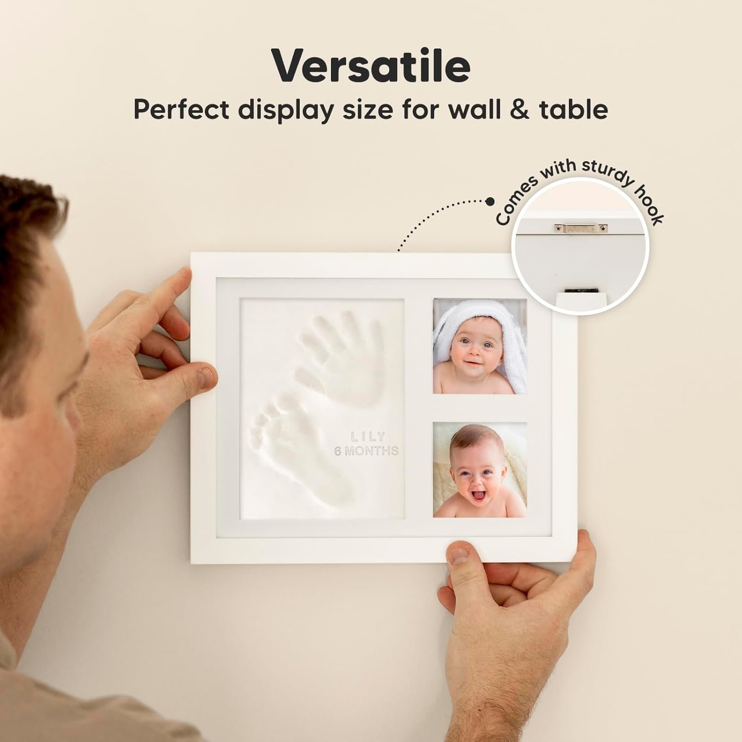 Baby Hand and Footprint Kit - Quick Dry Clay Baby Footprint Kit, Newborn Keepsake, Nursery Picture Frame for Boys, Girls, Personalized Gifts for Shower & Registry, New Mom Gift (Alpine White) - Image 6