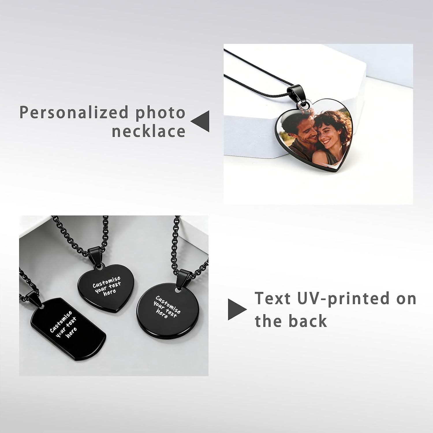 Personalized Necklace for Men - Custom Text & Family Photo Printing - Memorial Keepsake Gift for Dad, Husband, Papa - Image 4