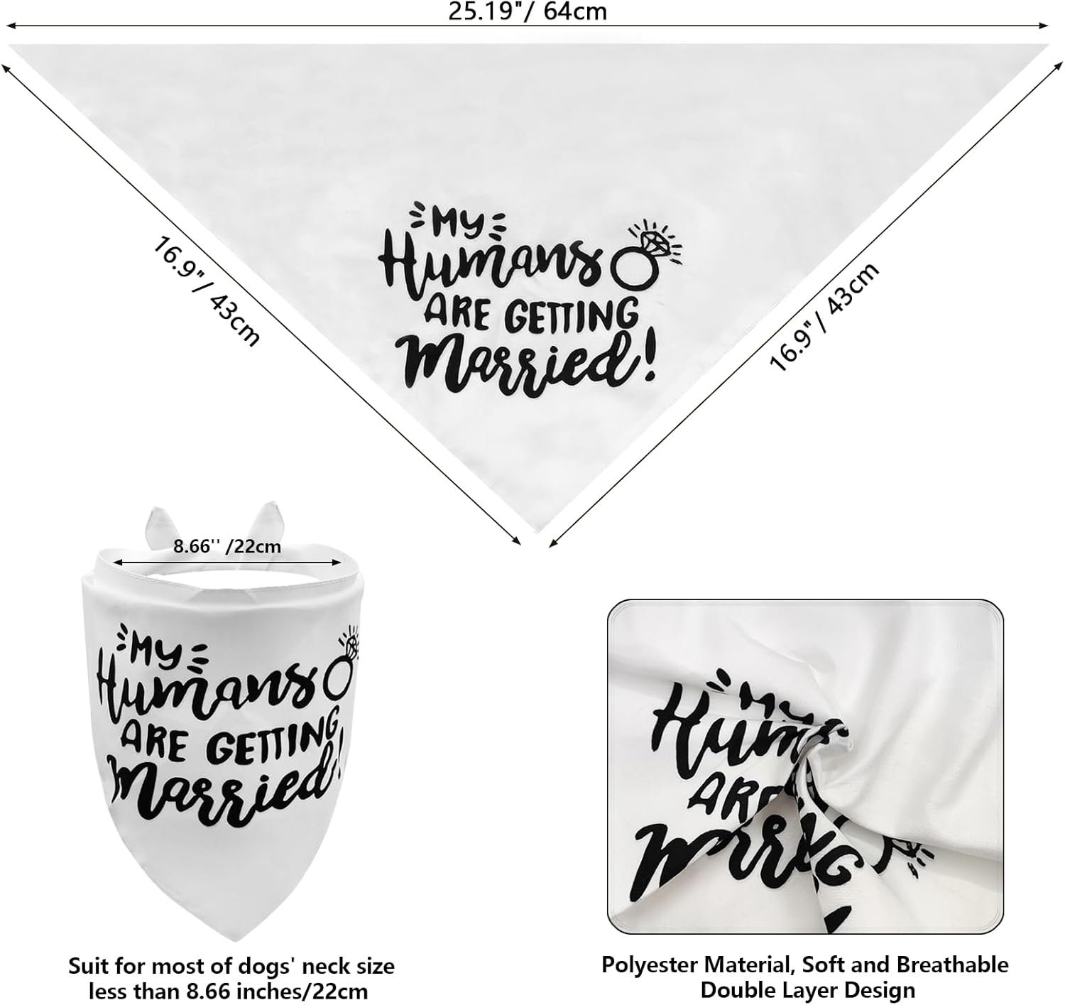 White My Humans are Getting Married Dog Wedding Engagement Bandana,Wedding Photo Photos, LMSHOWOWO Dog Bandana Wedding Engagement Announcement Gifts Pet Scarf Accessories for Dog Lovers, Bridal Shower - Image 2