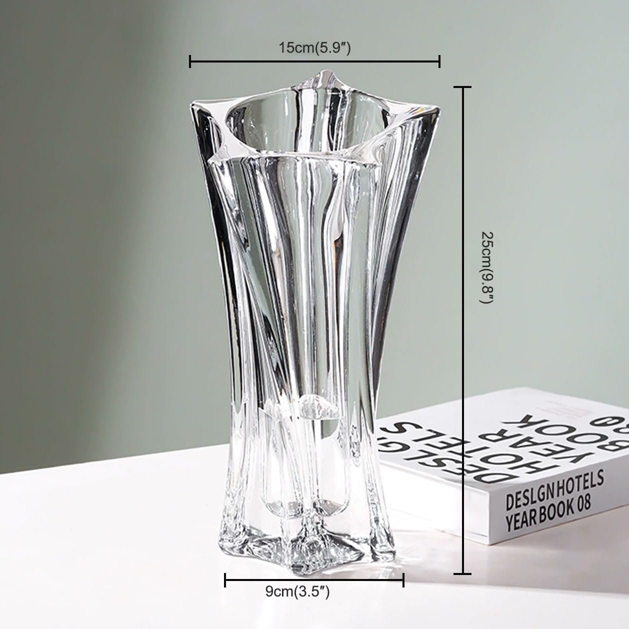 Crystal Glass Vase – Heavy Crystal Vase for Flowers with Weighted Bottom, Thick Durable Decorative Vases for Modern Home Decor, 9.8″ 3.5lb Clear Centerpiece (Transparent) - Image 8