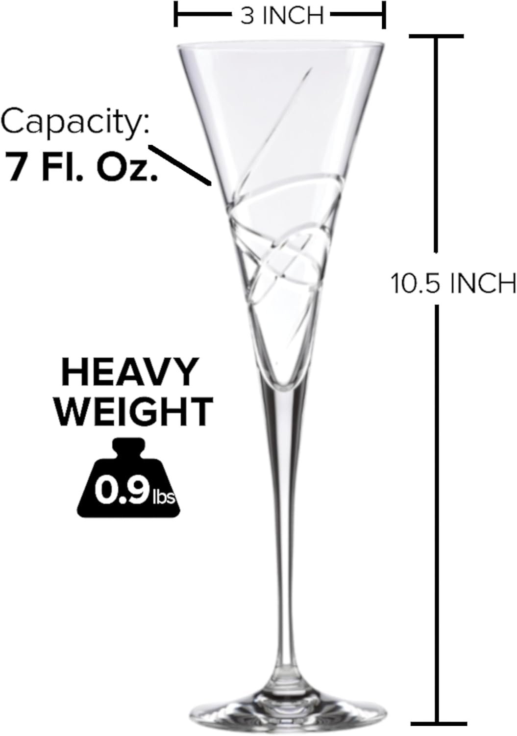 Lenox Champagne Flutes, Adorn Crystal 2-Piece Toasting Flute Set, Set Of 2, Heavy 3 x 10.5-inch, 7-Fl Oz Clear Crystal Glass, Stemware, Hand Wash Only, Wedding Decor, New Years Flute Glasses (2-Piece) - Image 2