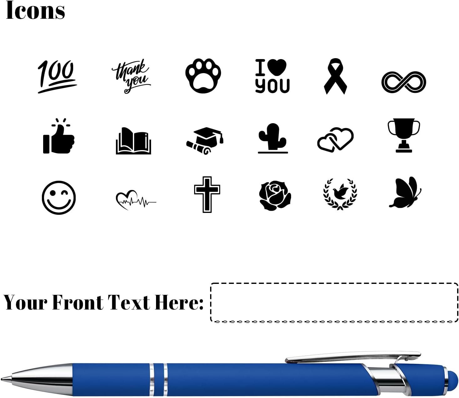 Custom Pens in Bulk Personalized Pens with Name, Text, Logo&Touch Stylus, Ink Ballpoint Pens with Multiple Colors Business Office Gifts Personalized Nurse Teacher Students Thank You Gift Bulk - Image 8