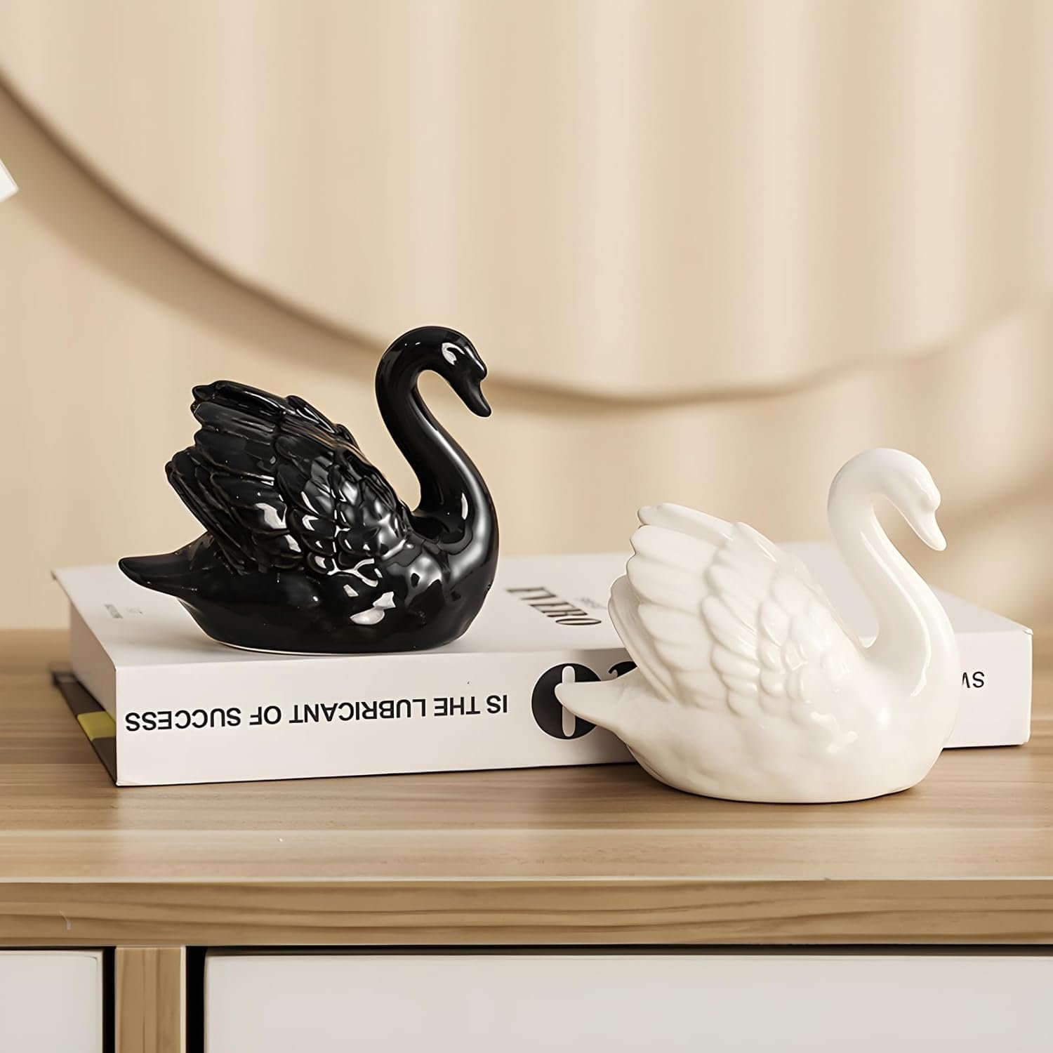 Ceramic Swan Figurine - Modern Minimalist Porcelain Statue Art Decor, Knick Knacks Home Decor for Living Room, Office, Desk, Shelf Decoration (White) - Image 7
