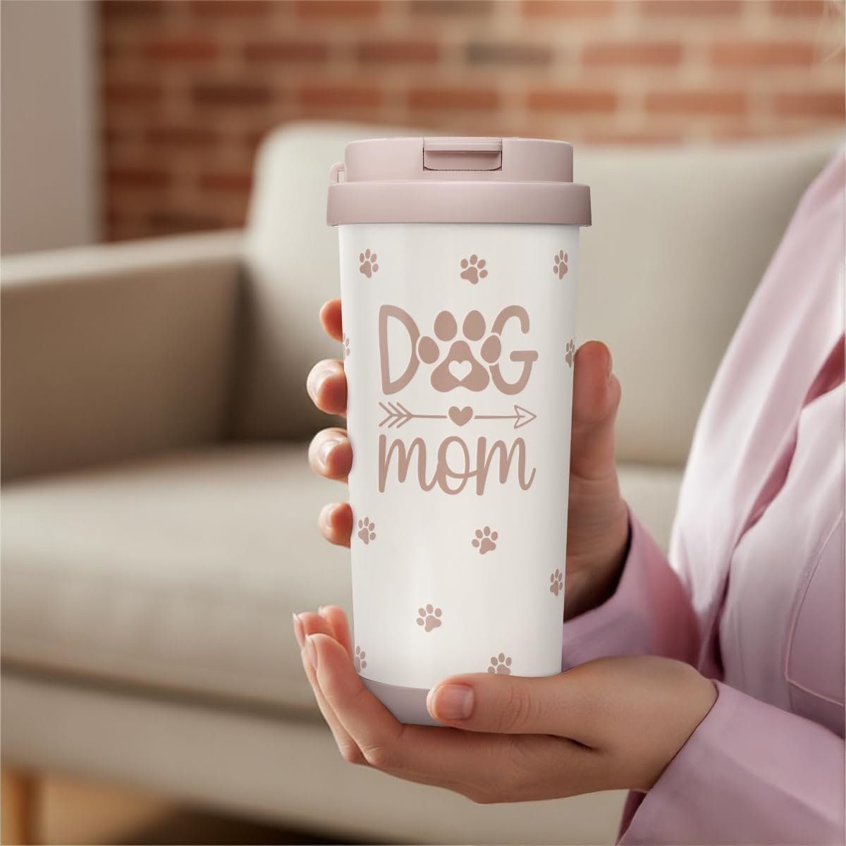 SANDJEST Dog Mom Tumbler - Stainless Steel 2-in-1 Lid Coffee Tumbler 18 oz, Insulated Travel Mug Gift for Dog Lovers Women Girls Mother, Birthday Christmas Mother's Day - Image 8