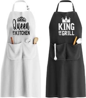 King & Queen Apron Set –...