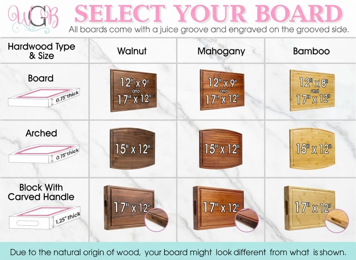 Personalized Cutting Boards | Handmade Wood Engraved Charcuterie | Custom Wedding, Anniversary, Engagement Gift for Couples, Gift Idea for Housewarming, Birthday, Friends, Family, Mom, Dad 035 - Image 6