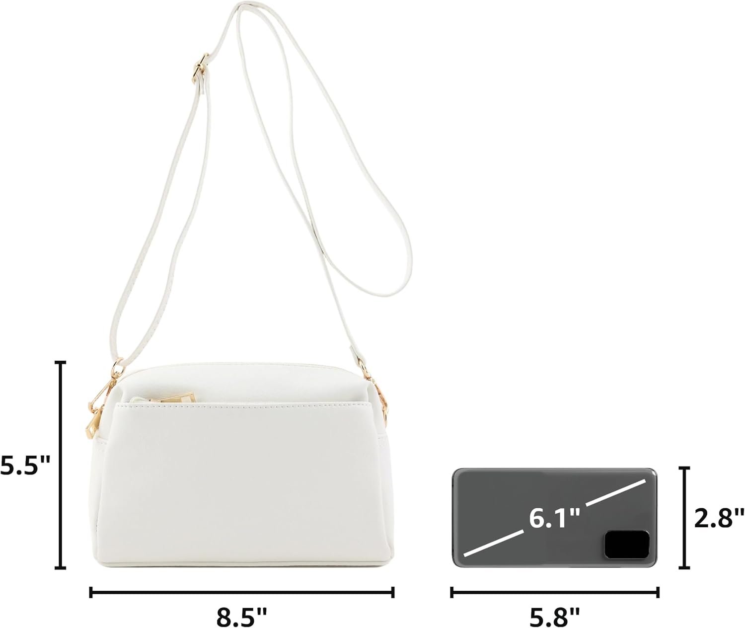 FashionPuzzle Triple Zip Small Crossbody Bag - Image 3