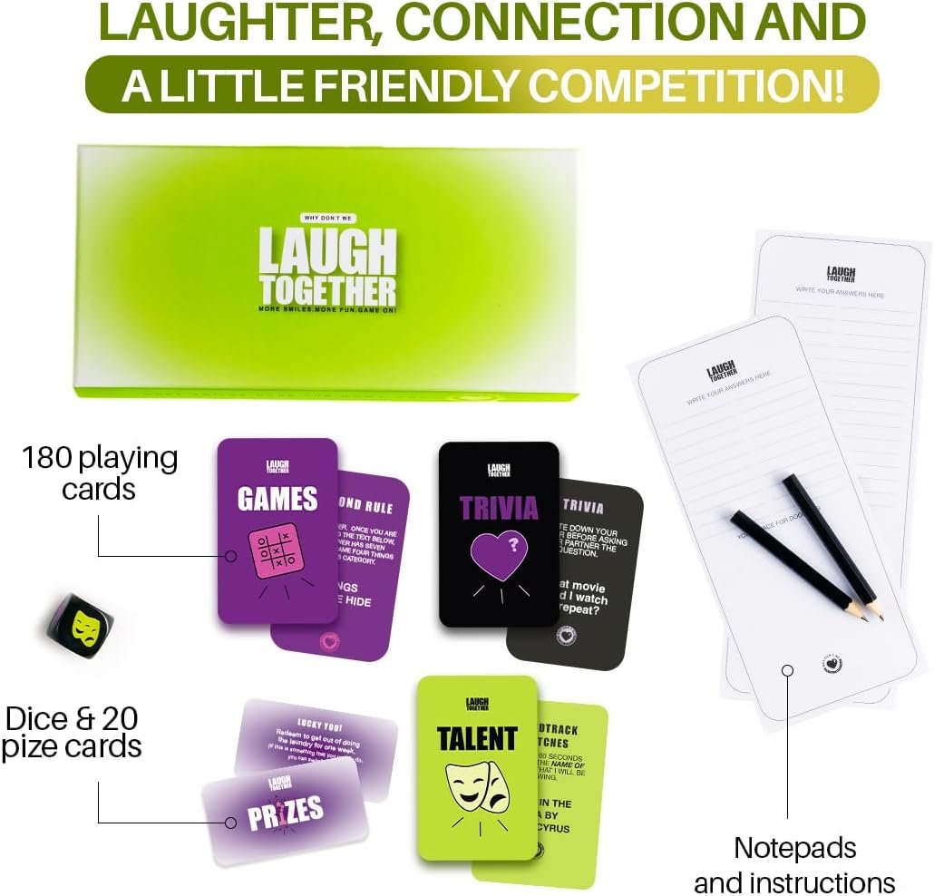 Why Don't We Laugh Together - Couples Card Game for Adults | 200 Cards Challenges, Trivia & Date Night Activity | Couple Games for Adults | Valentine's Day Gift for Him & Her - Image 3