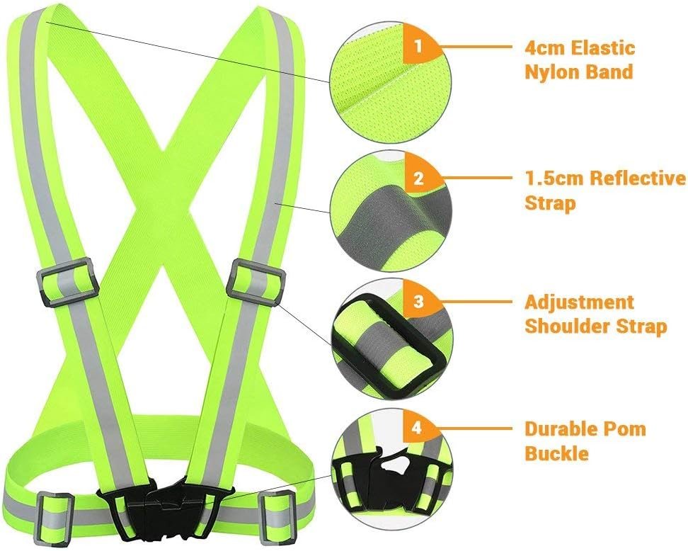 Chiwo Reflective Vest Running Gear 2Pack, High Visibility Adjustable Safety Ves for Night Cycling,Hiking, Jogging,Dog Walking - Image 2