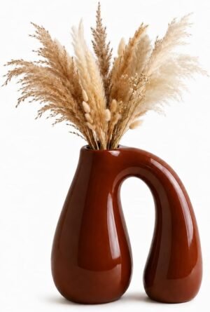 Brown Ceramic Decorative Vase, 7.5&...