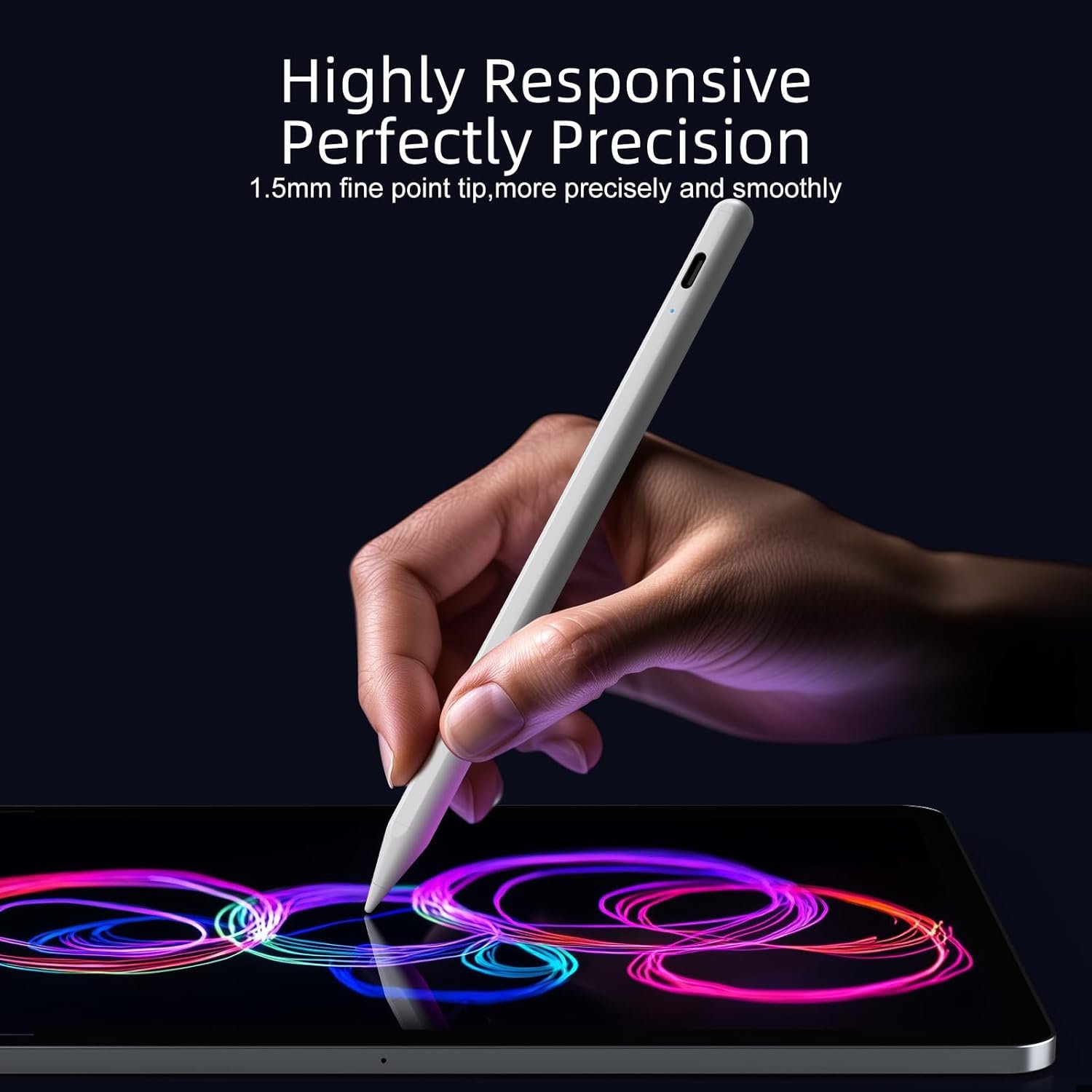 JAMJAKE Stylus Pen for iPad 6th-11th Generation-2X Fast Charge Active Pencil Compatible with 2018-2026 Apple iPad Pro 11"/12.9"/M4, iPad Air 3/4/5/M2/M3/M4,iPad mini 5/6/7 Gen-White - Image 2