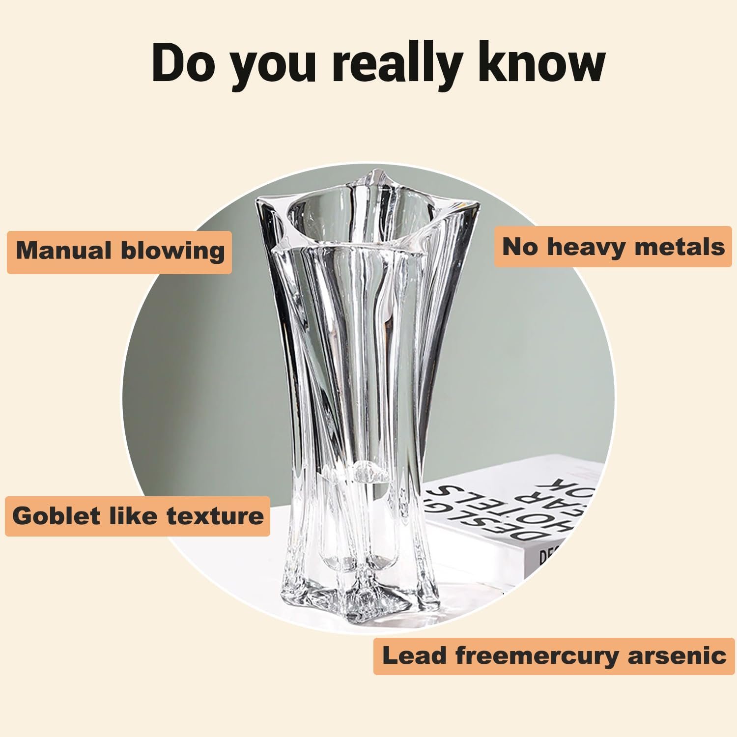 Crystal Glass Vase – Heavy Crystal Vase for Flowers with Weighted Bottom, Thick Durable Decorative Vases for Modern Home Decor, 9.8″ 3.5lb Clear Centerpiece (Transparent) - Image 5