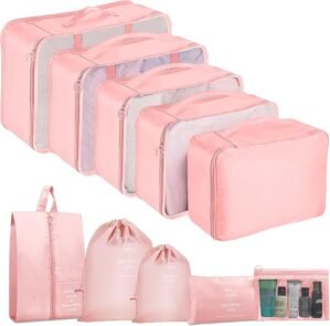 10 Set Packing Cubes, Pink Travel E...