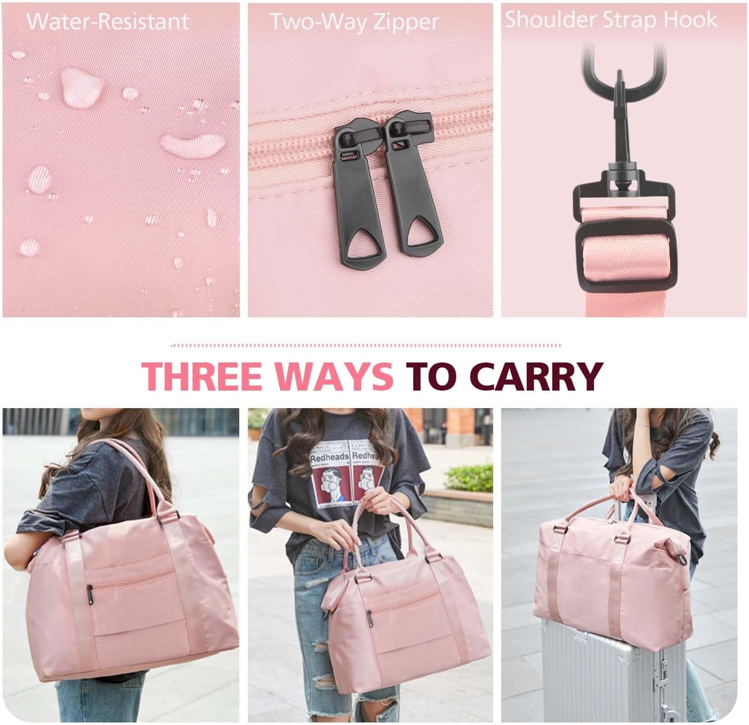 EASYFUN Travel Duffle Bag, Waterproof Weekender Carry On Tote Bags for Women, Men, Hospital Bag, Overnight Bag Luggage with Trolley Sleeve - Image 6