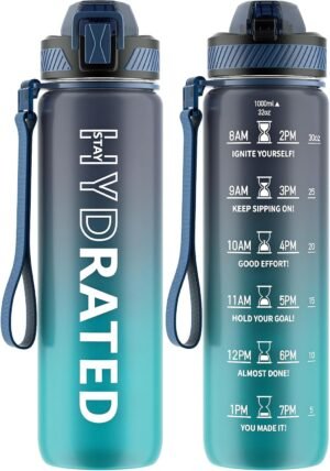 QLUR Water Bottle with Straw, 32oz ...