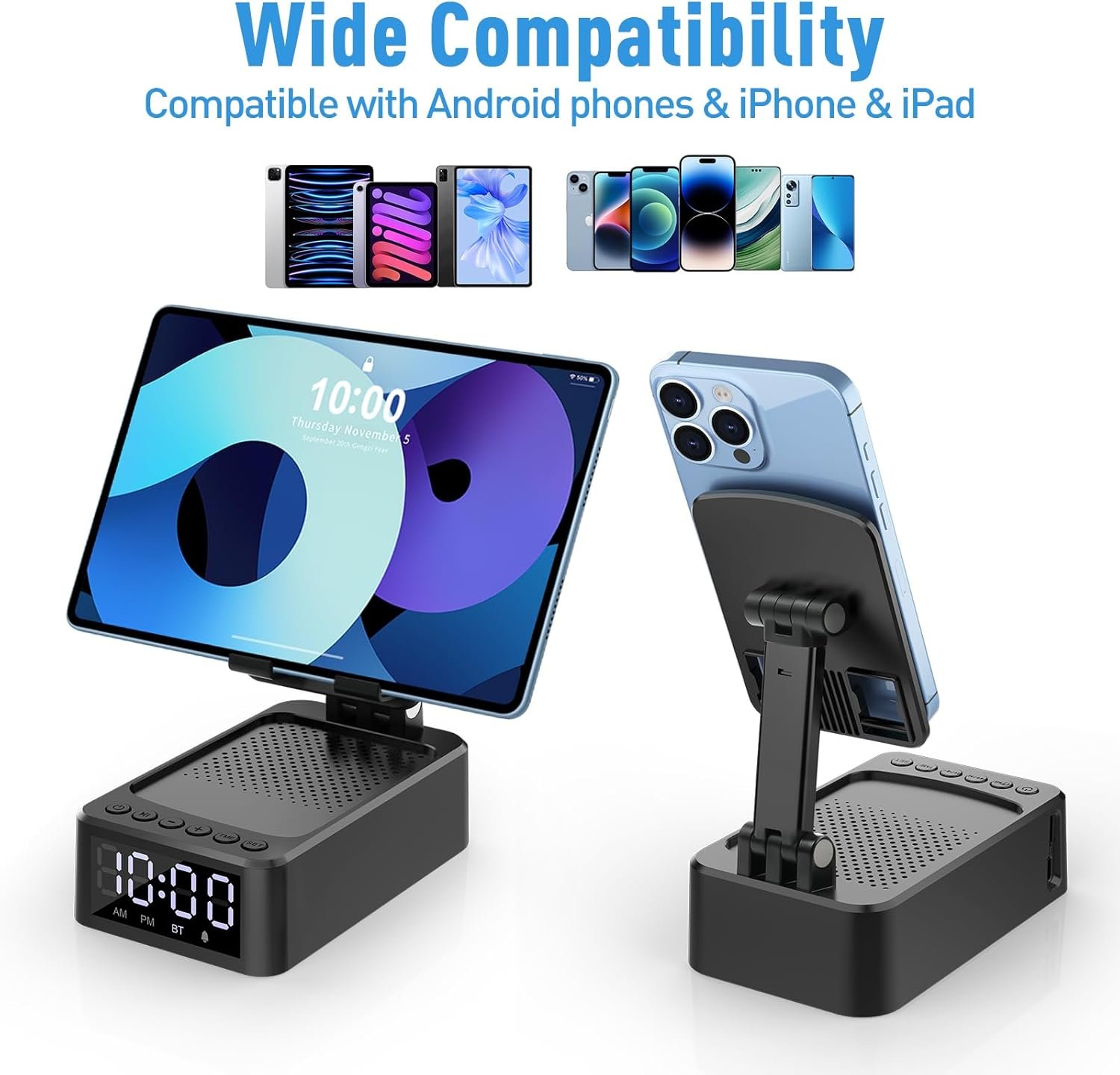 Fathers Day Dad Gift Ideas, Cell Phone Stand with Wireless Bluetooth Speaker and LED Clock, Birthday Gifts for Mens Dad Gifts for Husbands Him Boyfriend, Cool Gadgets for Men, Anniversary - Image 6