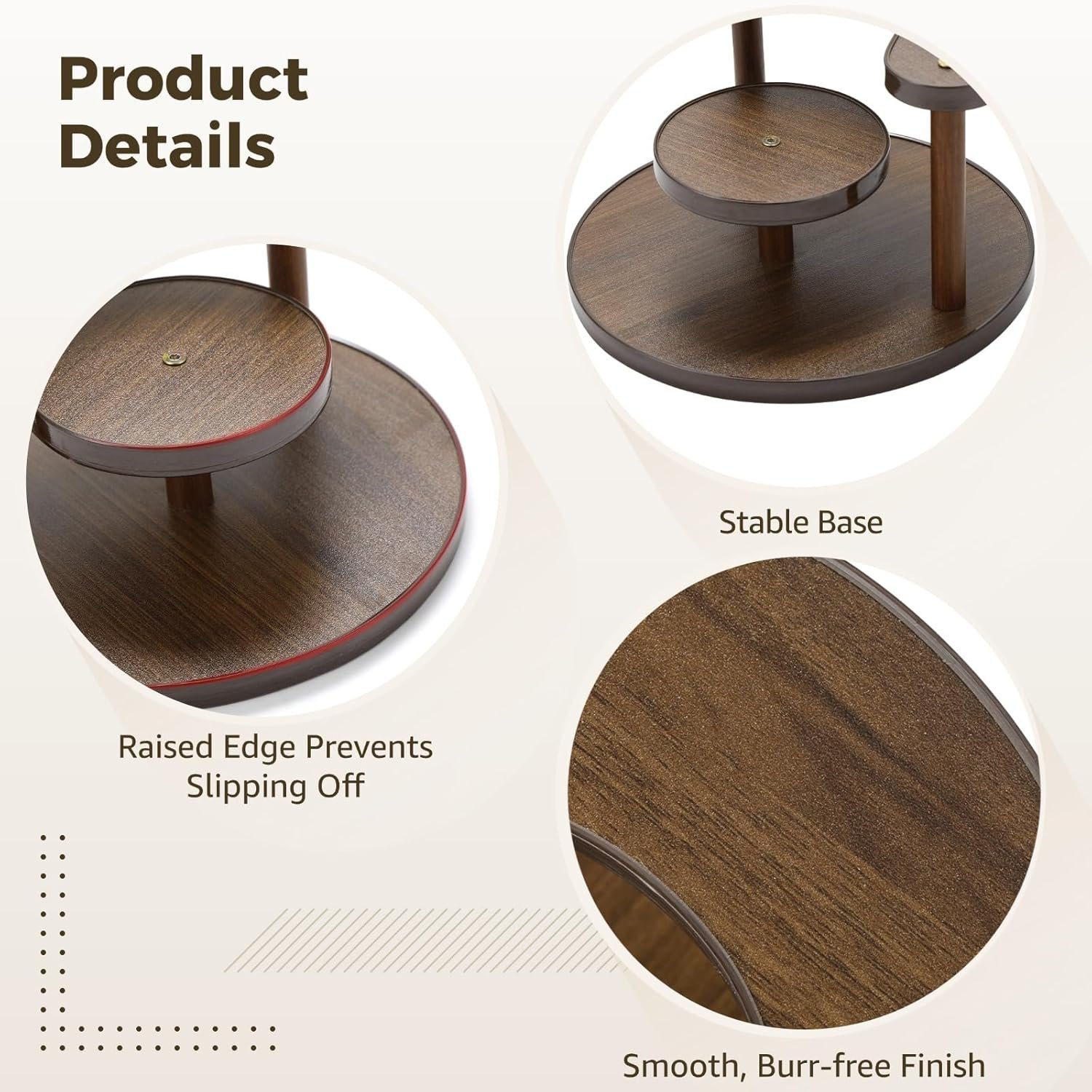 3 Tier Perfume Organizer Stand, Wooden Makeup Organizer Shelf for Vanity, Desktop Display Stand for Fragrance Cologne Storage, Compact Tiered Display Rack for Dresser Countertop, Dark Brown Finish - Image 3